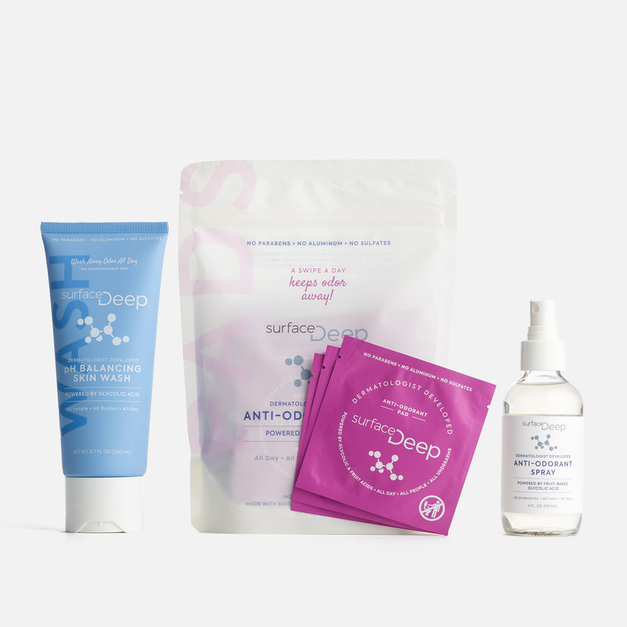 THE SURFACE DEEP METHOD • Anti-Odorant Pads, Spray and pH Balancing Skin Wash Bundle