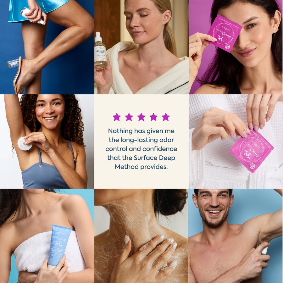 THE SURFACE DEEP METHOD • Anti-Odorant Wipes, Spray and pH Balancing Skin Wash Bundle