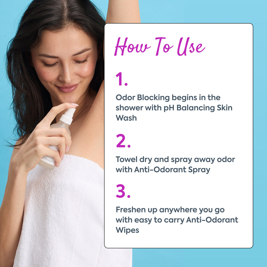 THE SURFACE DEEP METHOD • Anti-Odorant Wipes, Spray and pH Balancing Skin Wash Bundle